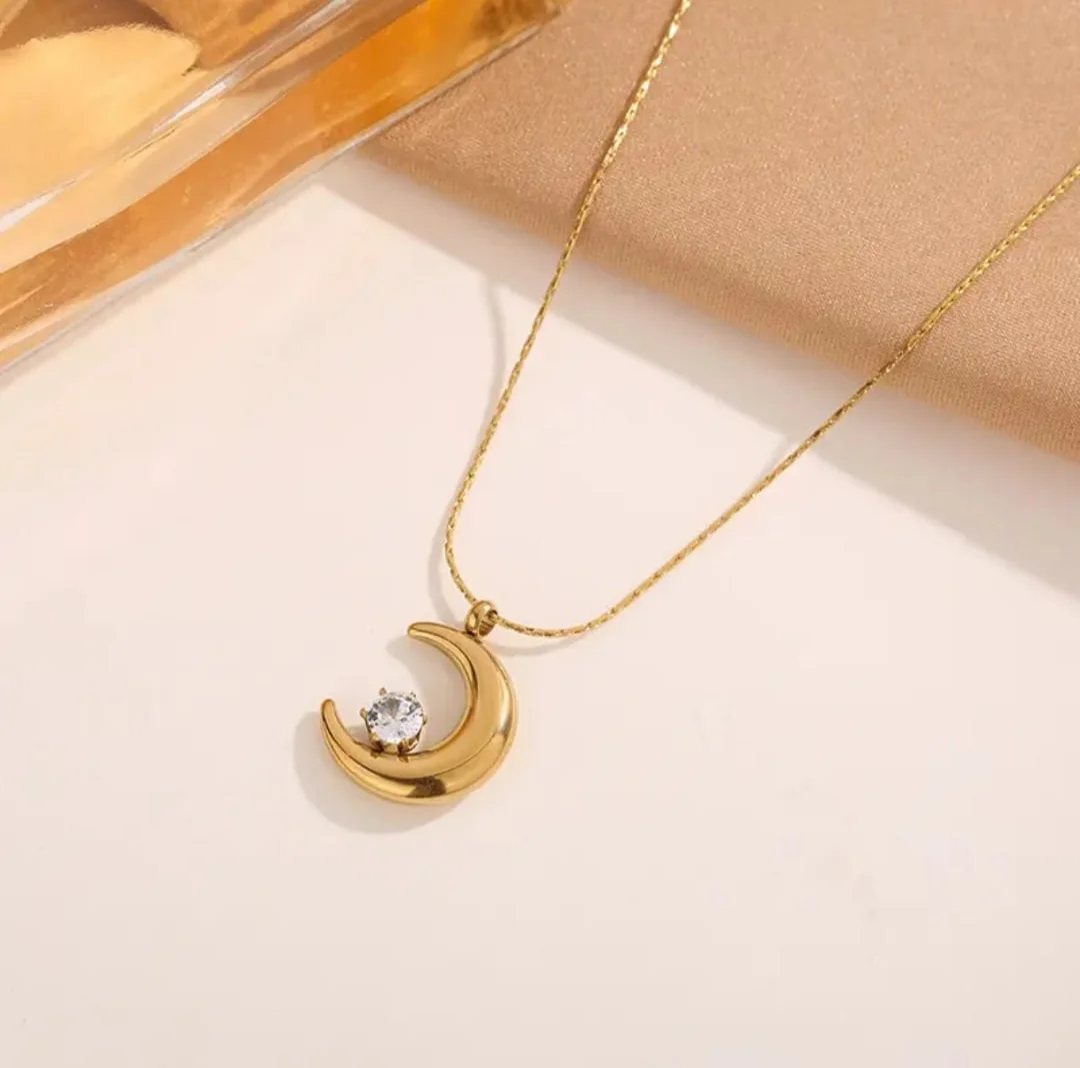 Premium Stainless Steel Moon Stone Pendant